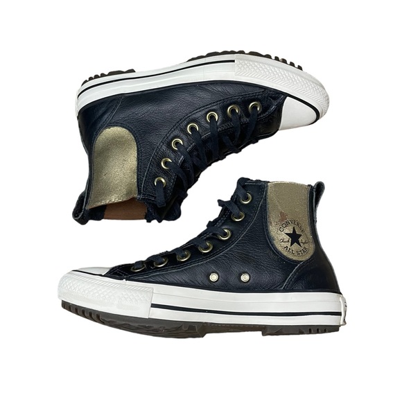 Converse Shoes - Converse All Star Black and Gold Leather Chelsea High Top Boot
